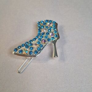 Blue Rhinestone High Heel Barette